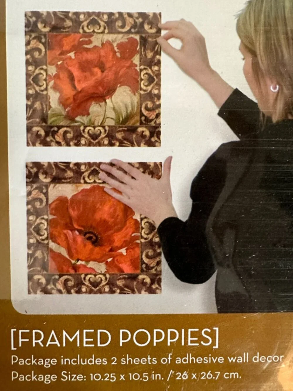ADD•HERES Framed Red Poppies Peel & Stick Wall Art Decals 2 Sheets NIP